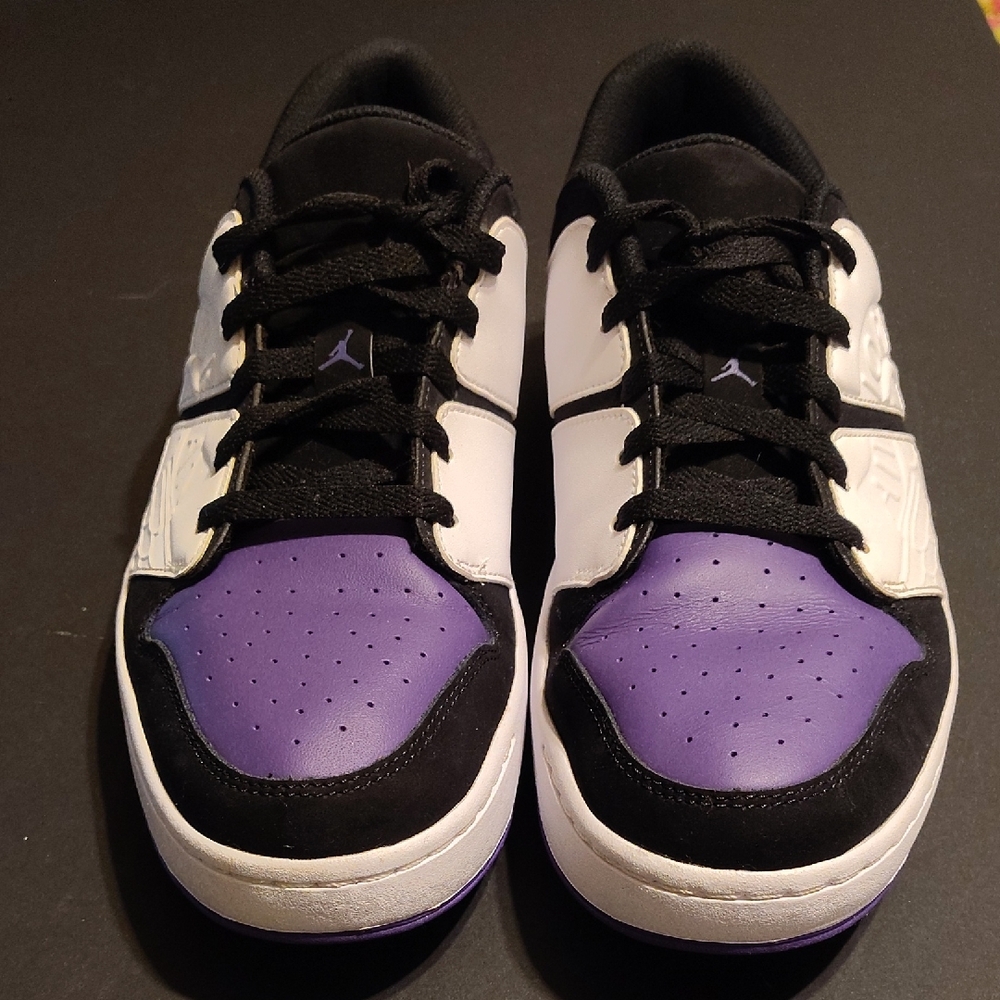 Retro Jordan Black, White, and Purple Sneakers